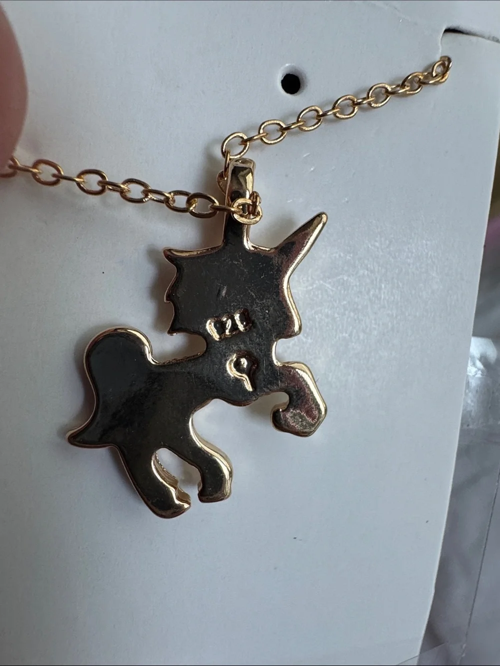 925 Sterling Silver Gold Tone Enamel Rainbow Unicorn Pendant Necklace